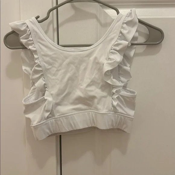 White Ruffled Sports Bra - Picture 3 of 3